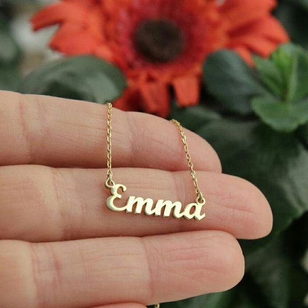 

dainty tiny first name custom nameplate pendant stainless steel necklace for women fashion personalized jewelry mother kidsgift, Silver