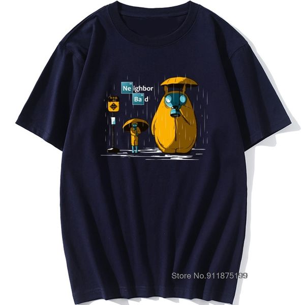 Japonya anime tişört adamları kıran komşu komik tees erkek pamuk tişörtleri kırma kötü üstleri komşu totoro tshirt yağmur gün 220616