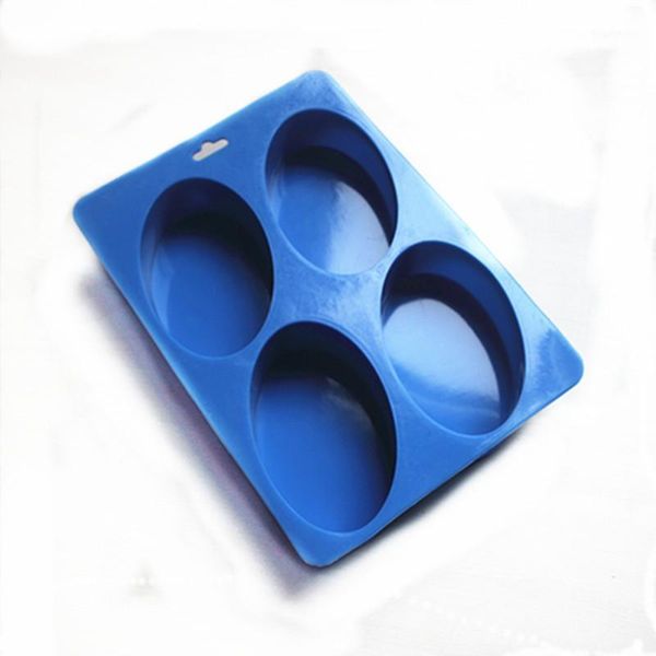 Bolo de silicone oval de 4 orifícios sabonete de chocolate Pudim Jelly Candy Cookie Ice Biscuit Mold Mold Pan Bakeware Latadsales