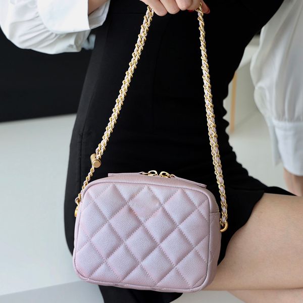 

original quality chain shoulder handbag classic designer cross body bag 18cm luxuries designers lady camera bags as2856 with box c035, Black