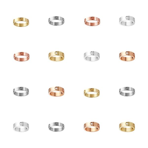 

ring mens rings classic luxury designer ring jewelry for women titanium steel width 4 5 6mm never fade not allergic band, Silver