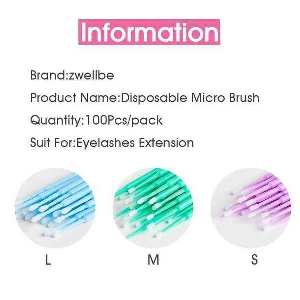 

micro brosse jetable pour extensions de cils 100 piÃ¨cessac 0308