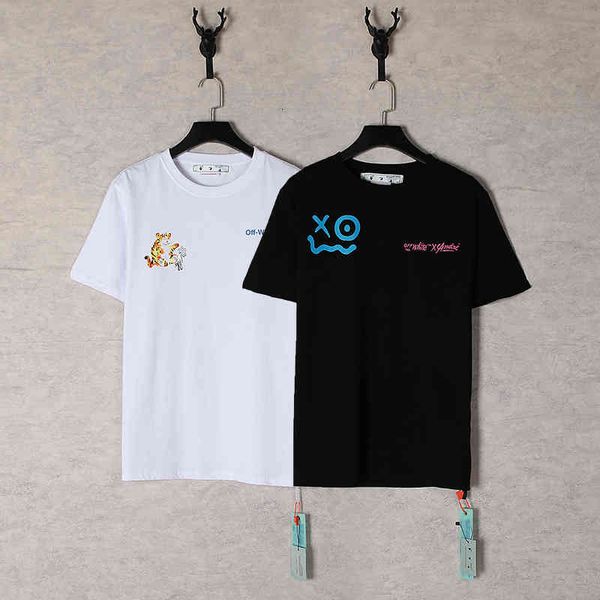 

men's t-shirts spring and summer ow year of the tiger limited series round neck pullover short sleeves for men women, White;black
