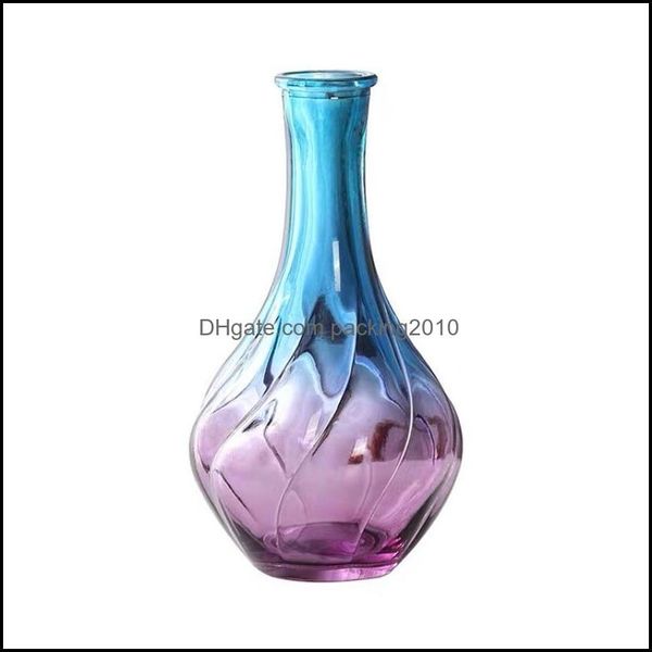 Vasen, Heimdekoration, Garten, nordische kreative Einfachheit, Glas, reichhaltige Bambuslilie, gestreifte Vase, Wohnzimmer, Blumenarrangement, 17 cm, Schreibtisch-Ornamente