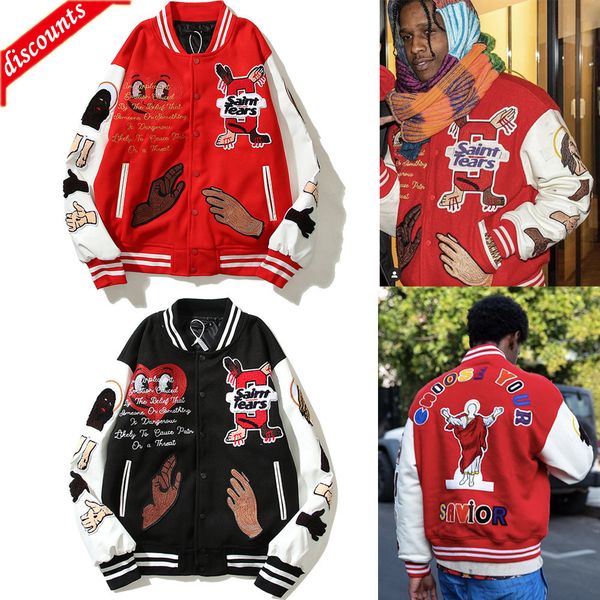 

men's brand fashion trend sweater wholesale zhan and women's same fully embroidered baseball jacket, Black