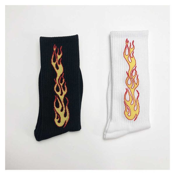 

10 pairs of palm straight flame angel men's and women's socks, Black