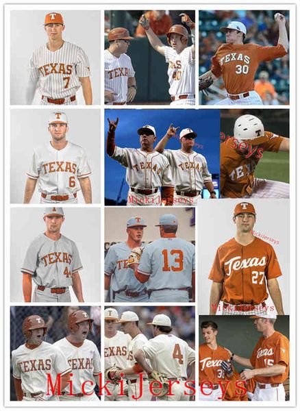 

xflspcollege custom texas longhorns stitched baseball jersey zane morehouse caden noah travis sthele aaron nixon alec grossman coy cobb marc, Black
