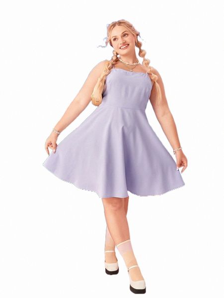 

plus solid cami dress 15mj#, Black