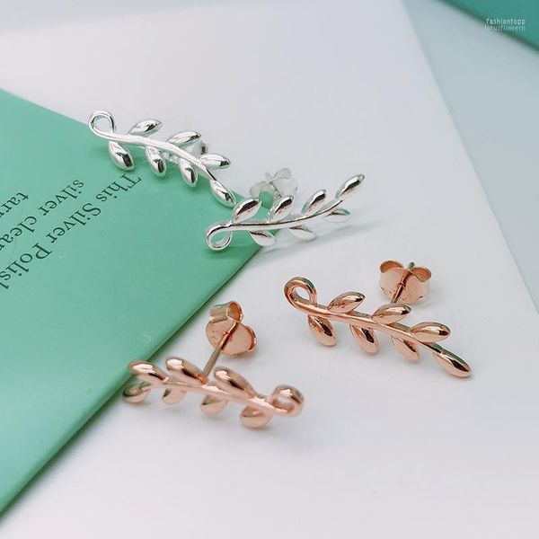 

stud women olive branch earrings leaf s925 silver jewelry earringsstud, Golden;silver