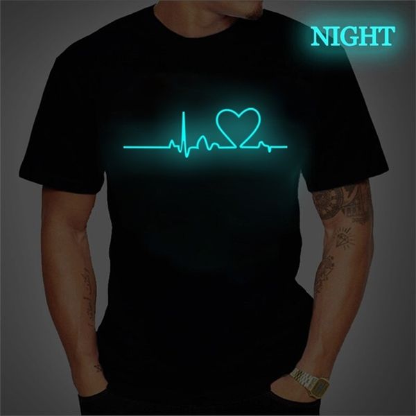 

men tshirt luminous love printed tees summer t shirt for women men shirts short sleeve homens t shirt men clothing 220609, White;black
