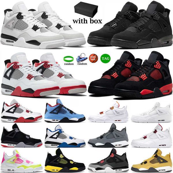 

with box men women basketball shoes jumpman 4 4s sneaker military black cat fire red thunder sail white oreo pure money dark mocha