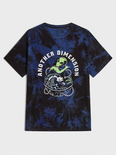 

romwe x hellfunco guys letter alien graphic tie dye tee p0rg#, White;black