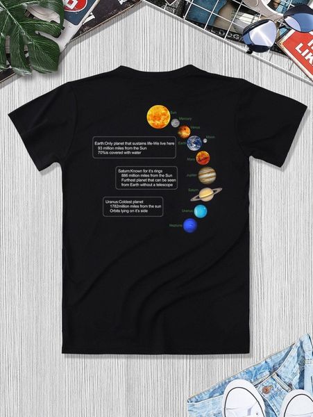 

men planet and slogan graphic tee 212k#, White;black
