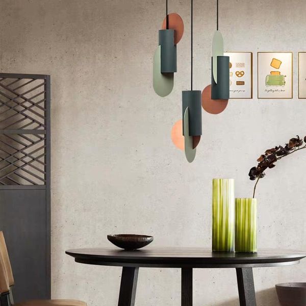 Lâmpadas pendentes Linha minimalista moderna Candelador simples corredor decoração de cozinha artes Interior Interior Sala de estar Macaron Chandelier