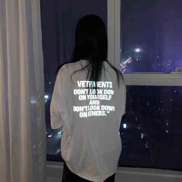 

vetements correct version designer of wittermong items reflective letter large print net red same men's and women's short sleeve t, White;black