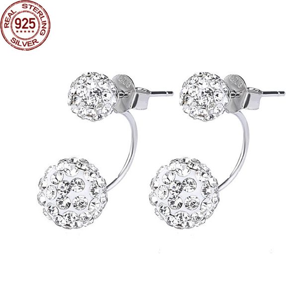 

2022 s925 sterling silver earrings charms zircon ball double-sided stars women's rhinestone female's fashion all-match jewelry gif, Golden