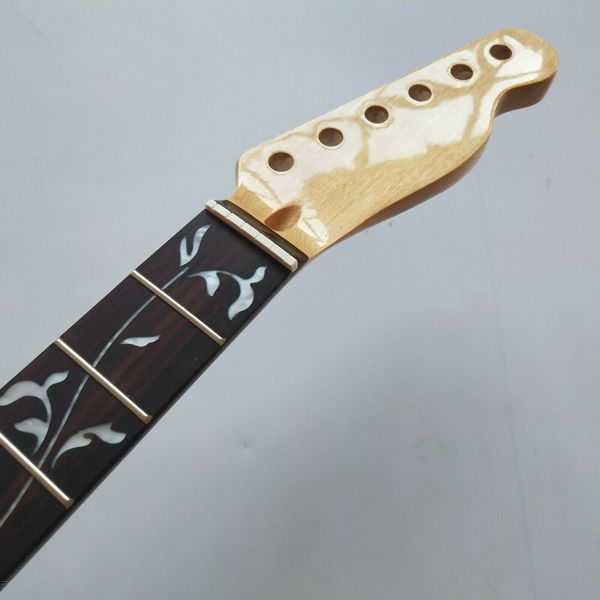 

new maple tele guitar neck part 22 fret 25.5inch rosewood fingerboard vine inlay gloss