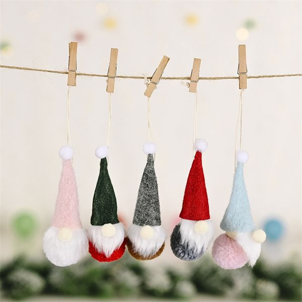 Mini forniture natalizie Doll Party Felt Forest Old Man Beard Faceless Tree Pendant Red Green Cap Living Room Elf Santa Xmas Gifts 2 2hb Q2