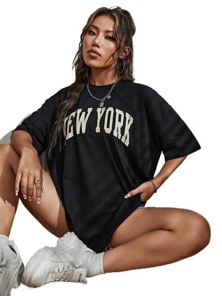 

letter graphic drop shoulder tee m7pc#, White