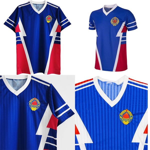 

90 retro soccer jerseys yugoslavia home blue jersey mijatovic savicevic vintage camiseta football shirt, Black;yellow