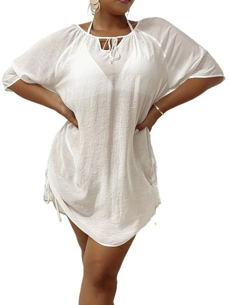 

plus drawstring cover up l6es#, Black
