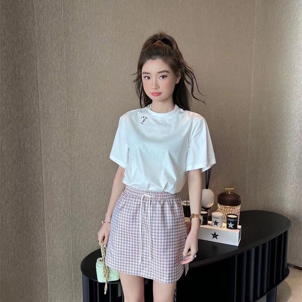 

71% off 2022 new trendy men's clothing neckline letter black white women's summer short sleeve cotton loose and versatile bottomin