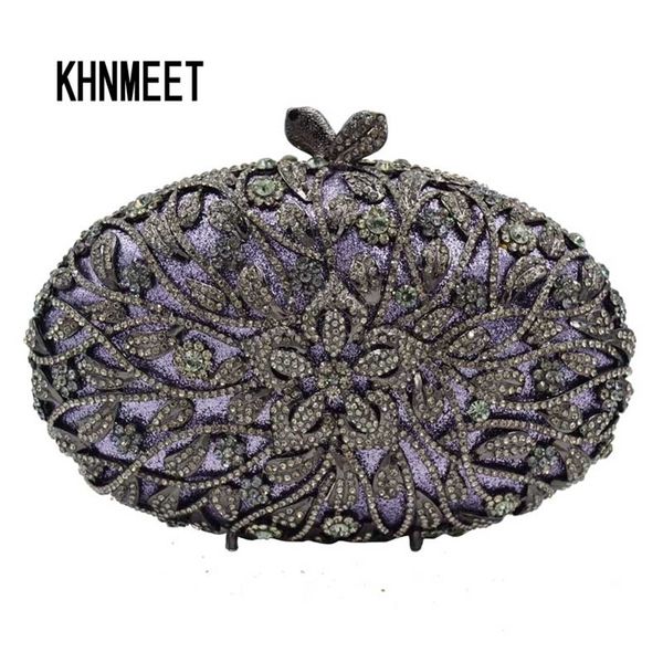 

luxury diamond crystal wedding marriage clutch bag party female grey gold silver chain evening bags sc648 220616
