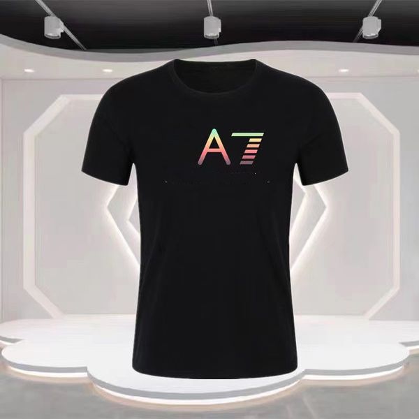 

new round neck t-shirt men's designer shirt summer high-end fashion short sleeve cotton half sleeve large street top, White;black