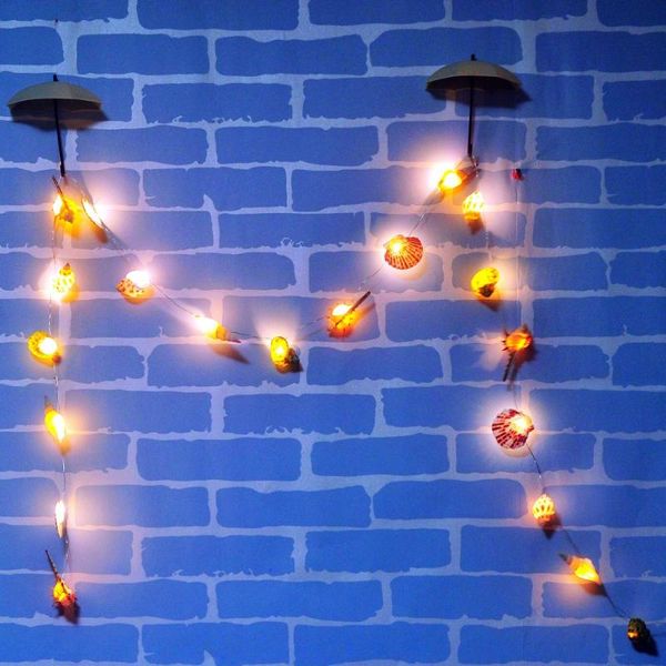 Şeritler Deniz Kabuğu Kabuklu LED Işık Şeridi Doğal El Yapımı Yaratıcı Dize Işıkları USB Ev Dekorasyonu Mediterranean Styleled