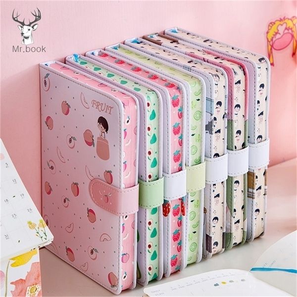 Fruta Impressão Caderno Planejador Magnético Buckle PU Notebook Agenda Aguinga Ilustração Diário Plano Diário Kawaii Papelaria 220401