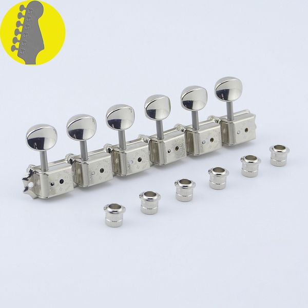 

6 in-line vintage guitar locking machine heads tuners (nickel)