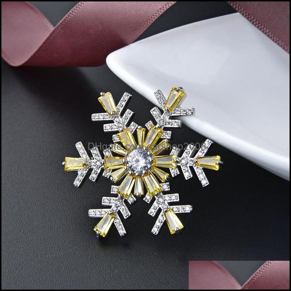 

pins brooches jewelry 100% pure 925 sterling sier snowflake brooch for women korea pins coat artdeco christmas gift ymbr004 drop delivery 2, Gray
