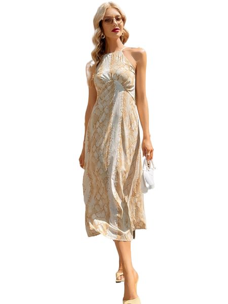 

random snakeskin print tie back cami dress n7gk#, Black;gray