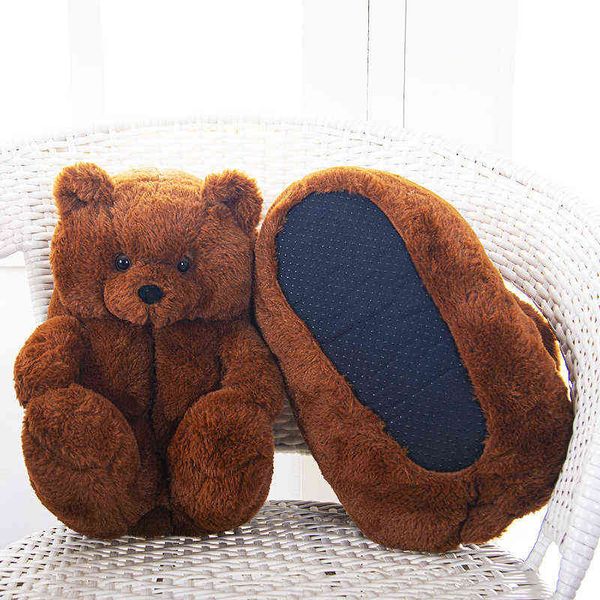 Pantofole da orso divertente Pantofole da orsacchiotto di peluche da donna Pantofole da casa per ragazze carine Scarpe per la casa al coperto Tutte le bambole Ragazze carine J220716