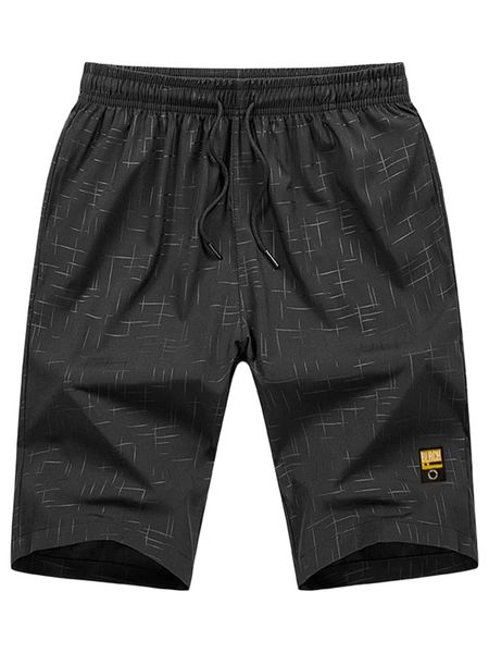 

men patched drawstring waist shorts r2bc#, White;black