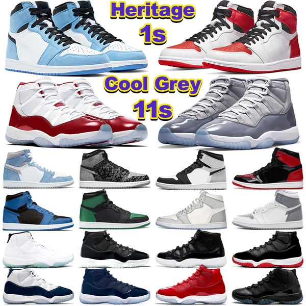 

2022 high og 1 basketball shoes 1s men women heritage patent bred university blue pollen 11 11s cool grey cherry bred 72-10 concord mens tra