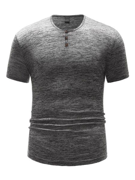 

men half button front marled tee 810u#, White;black