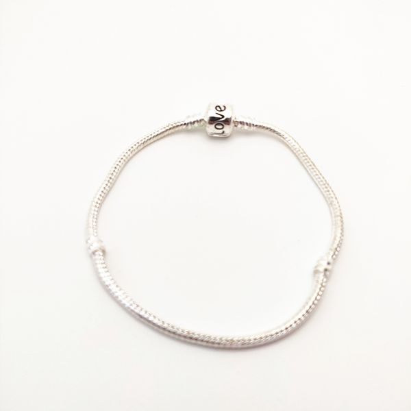 

6 style heart or round clasp chain bracelet bangle fashion women jewelry 925 silver plated for pan replacement charm bead european style, Black