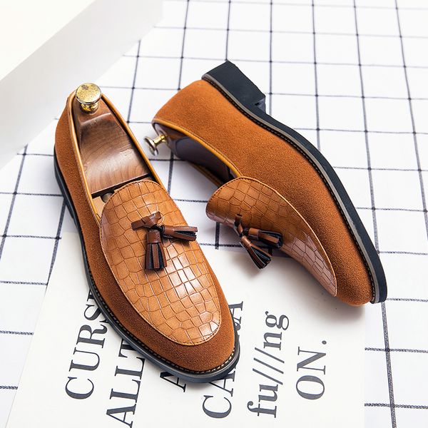 

loafers men casual slip-on leather moccasins shoes business shoes non-slip driving shoes for men size 38-48, Black