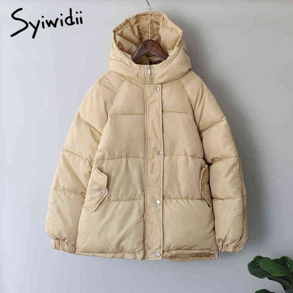 

syiwidii winter women jacket autumn oversized bubble coats puffer thicken warm korean fashion parkas elegant outerwear 211118, Black