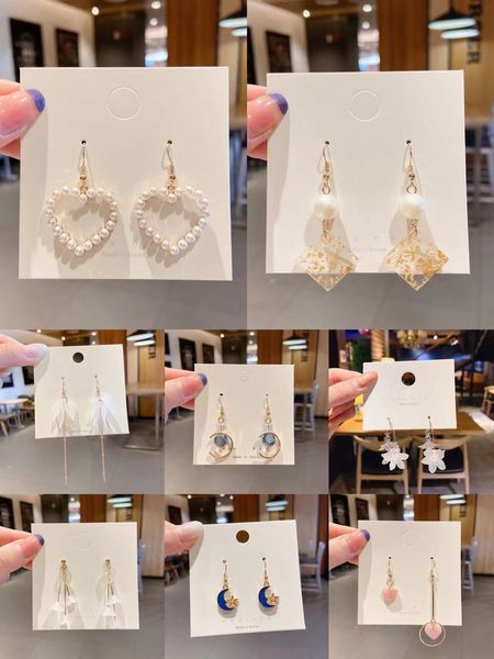 

selling earrings 925 silver needle stud earring heart-shaped sharp ear earrings for women wholesale fine jewelry, Golden;silver