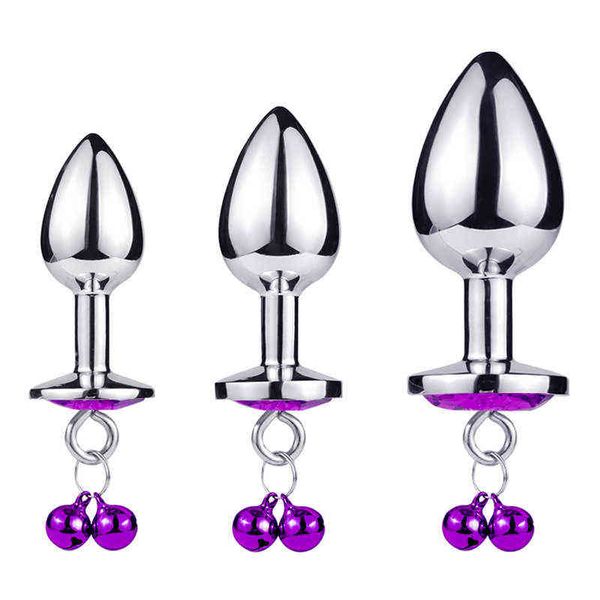 Nxy Anal Toys 3-teiliger Metallplug Bell Dekoration Männer und Frauen Sm Flirten Erweiterung Sex Gay Prostata Stimulator Erwachsene Produkte 220420