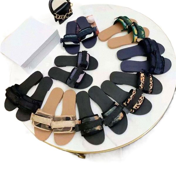

2022 nude camouflage women slippers evolution slides technical fabric band nylon adjustable strap sandales supple tonal rubber sole with sta, Black