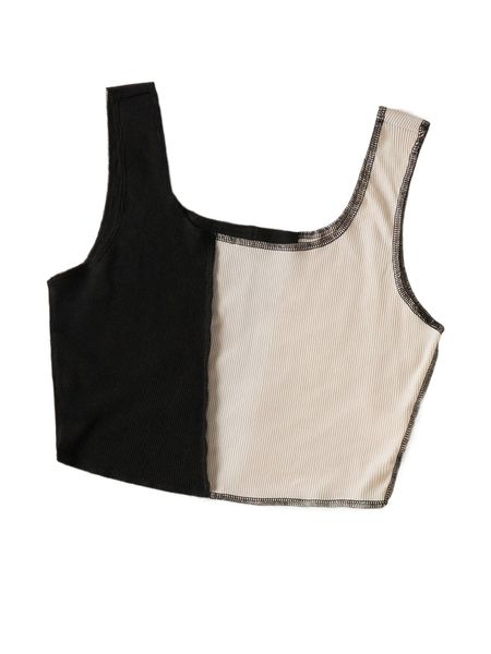 

two tone scoop neck tank a1oh#, White