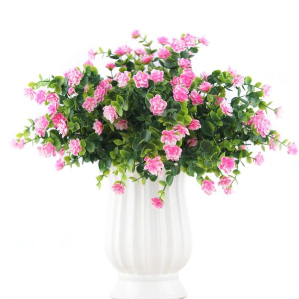 Fiori decorativi ghirlande rosa rosa mini piante artificiali piante di plastica foglie verdi all'aperto decorazione autunno decorazione del matrimonio finto per in casa