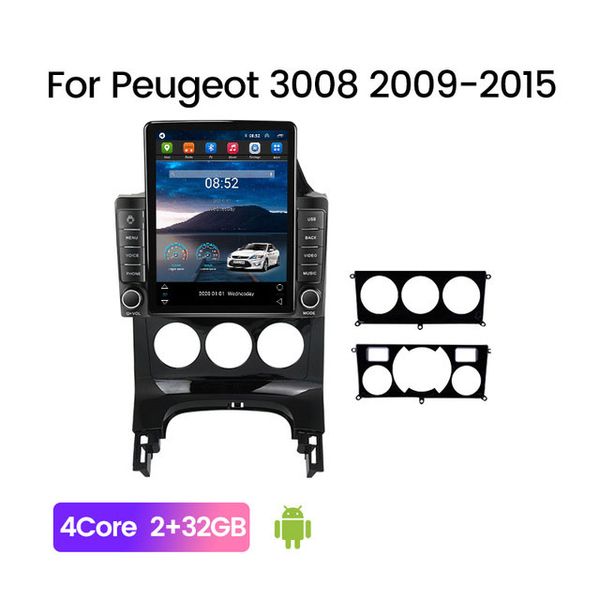 Araba Video Radyosu 9 inç Android HD Touchscreen GPS Navigasyonu 2008 -2012 Peugeot