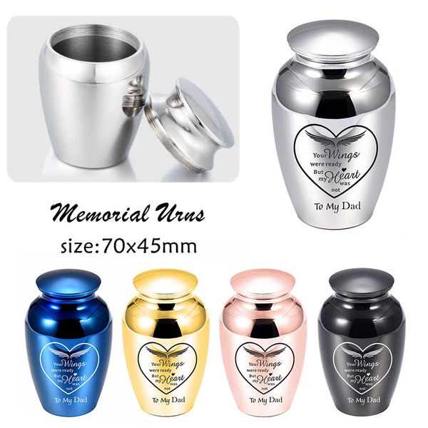 

heart angel wing pattern pendant cremation urn memorial human ashes funeral keepsake gift jewelry for women men - your wings were ready, Silver