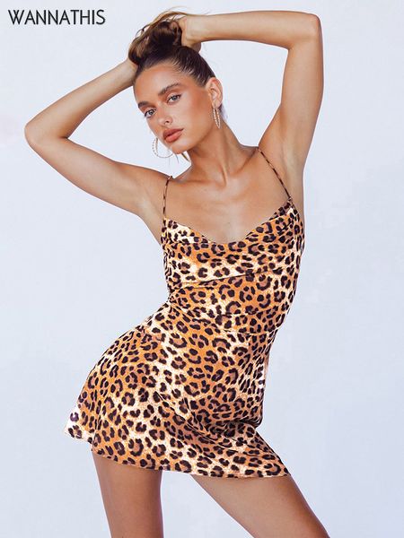 

y2k clothes summer dresses women leopard print sleeveless satin backless bodycon clubwear party casual strapdress, Black;gray