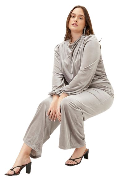 

plus velvet draped & pants 64j7#, Black