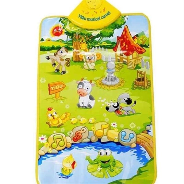 Giocattoli per bambini Musica Suono Divertente Animali da fattoria Bambini Neonati Tappetino da gioco Tappeto musicale Compagno di giochi per bambini Giocattolo intelligente 40x60 cm 210402